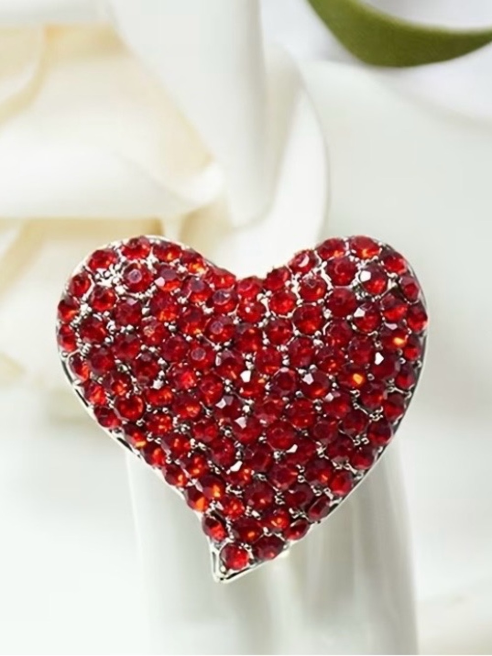 Red Crystal Heart Brooch
